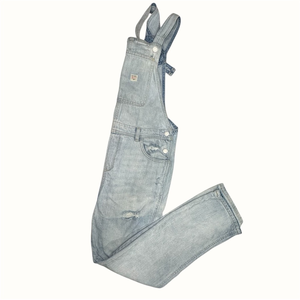 Old Navy Youth Denim Overalls XL Faded Blue Workwear Adjustable Straps - Picture 3 of 6